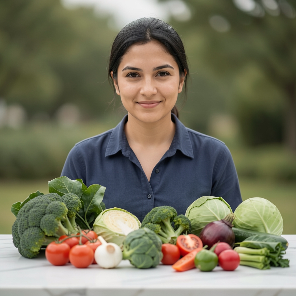 Geordnete Reihe frischer Gemüse auf einer hellen Marmoroberfläche — wissenschaftliche Inventardarstellung verschiedener Gemüsesorten in neutralem Licht