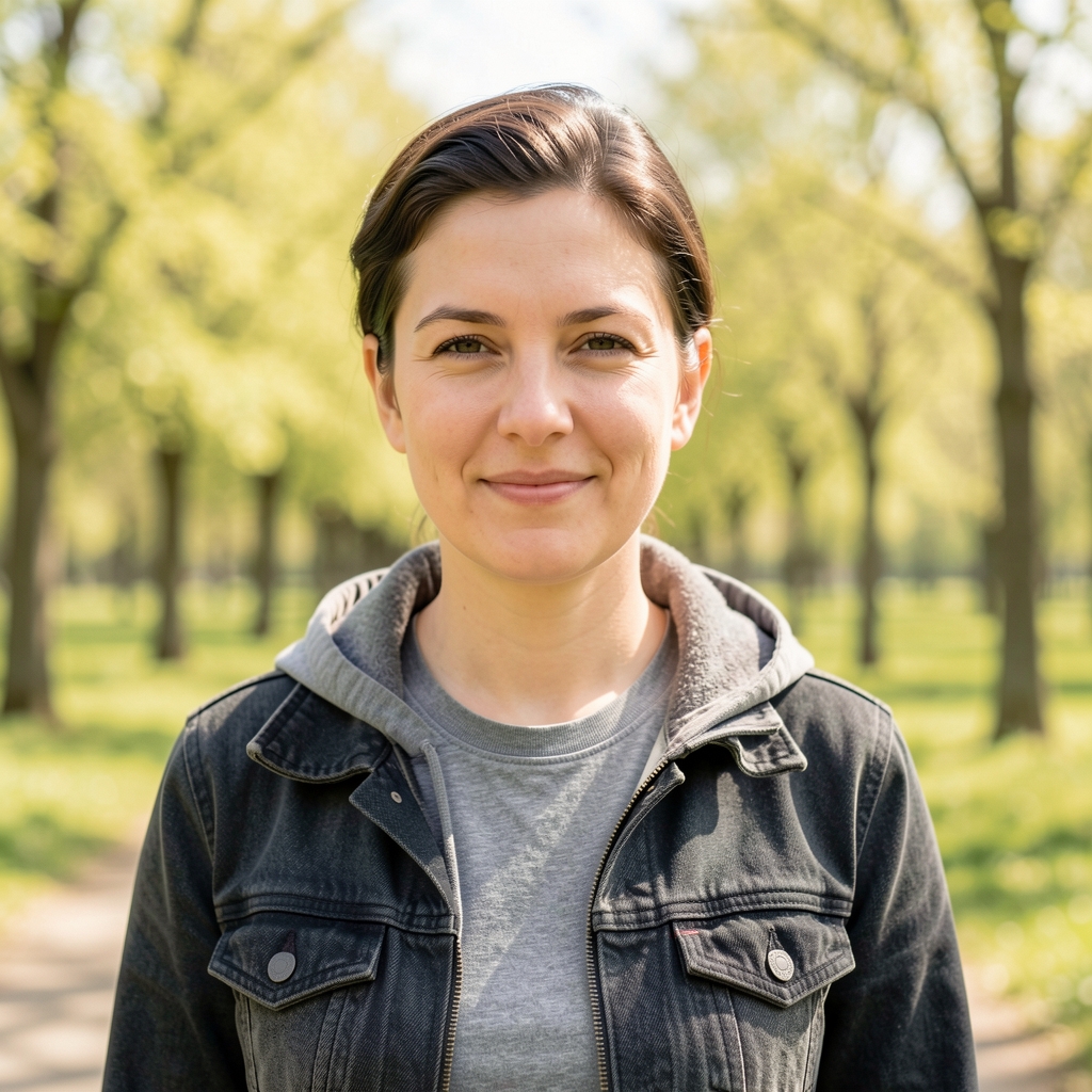 Person bei einem ruhigen Spaziergang durch einen hellen Park im Frühling — allgemeines Bild körperlicher Alltagsaktivität in natürlicher Umgebung